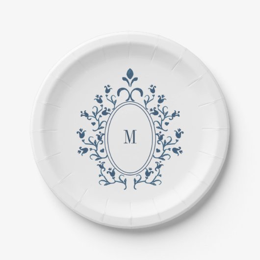 Teal-Monogramm-Teller Pappteller (Vorderseite)