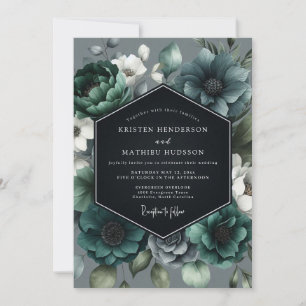 Teal Moody Bloom Hochzeit Einladung
