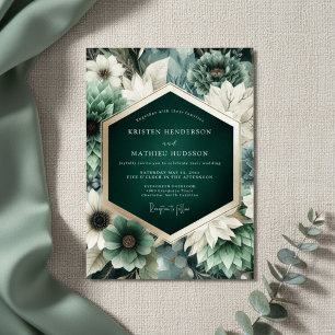 Teal Moody Floral Enchantment Hochzeit Einladung