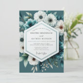Teal Moody Winter Wedding Einladung (Stehend Vorderseite)