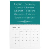 Teal  Multilingual Calendar Kalender (Feb 2027)