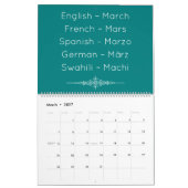 Teal  Multilingual Calendar Kalender (Mär 2027)