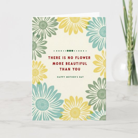 Teal Muttertagskarte mit Blüten Karte (Vorderseite)
