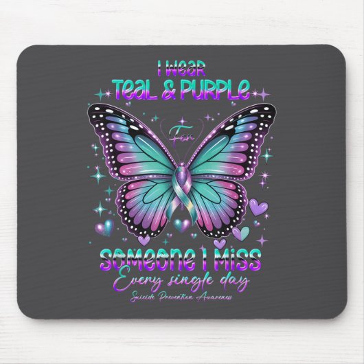 Teal N Purple Butterfly Suicide Prevention Awarene Mousepad (Vorne)