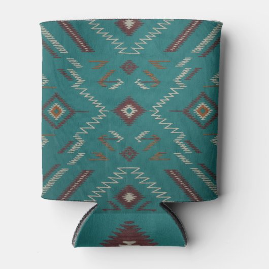 Teal Navajo Tribal Geometric Pattern Dosenkühler (Vorderseite)