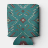 Teal Navajo Tribal Geometric Pattern Dosenkühler (Rückseite)