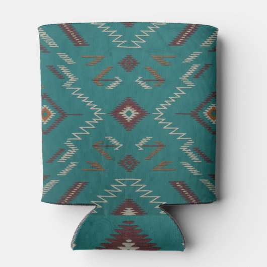 Teal Navajo Tribal Geometric Pattern Dosenkühler (Rückseite)