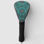 Teal Navajo Tribal Geometric Pattern Golf Headcover (Vorderseite)
