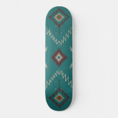 Teal Navajo Tribal Geometric Pattern Skateboard (Vorderseite)