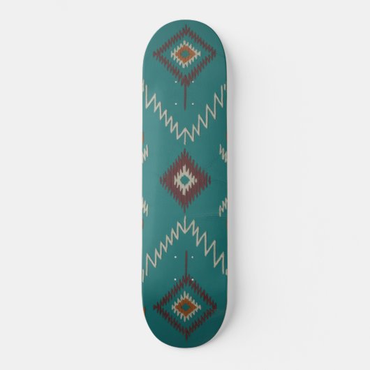 Teal Navajo Tribal Geometric Pattern Skateboard (Vorderseite)