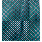 Teal & Navy Geometric Grid Pattern Duschvorhang (Vorderseite)