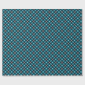 Teal & Navy Geometric Grid Pattern Geschenkpapier (Flach)