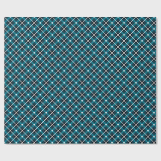 Teal & Navy Geometric Grid Pattern Geschenkpapier