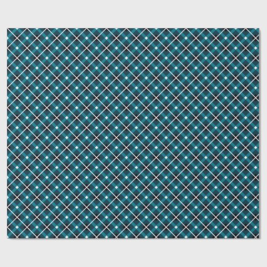 Teal & Navy Geometric Grid Pattern Geschenkpapier (Flach)