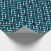 Teal & Navy Geometric Grid Pattern Geschenkpapier (Ecke)
