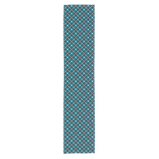 Teal & Navy Geometric Grid Pattern Kurzer Tischläufer