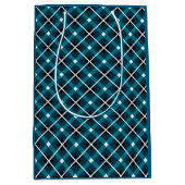 Teal & Navy Geometric Grid Pattern Mittlere Geschenktüte (Vorderseite)