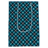 Teal & Navy Geometric Grid Pattern Mittlere Geschenktüte (Rückseite)