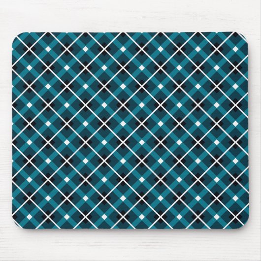 Teal & Navy Geometric Grid Pattern Mousepad (Vorne)