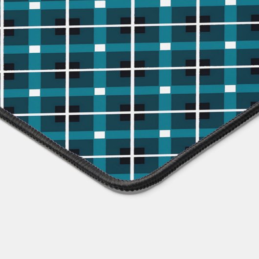 Teal & Navy Geometric Grid Pattern Schreibtischunterlage (Ecke)