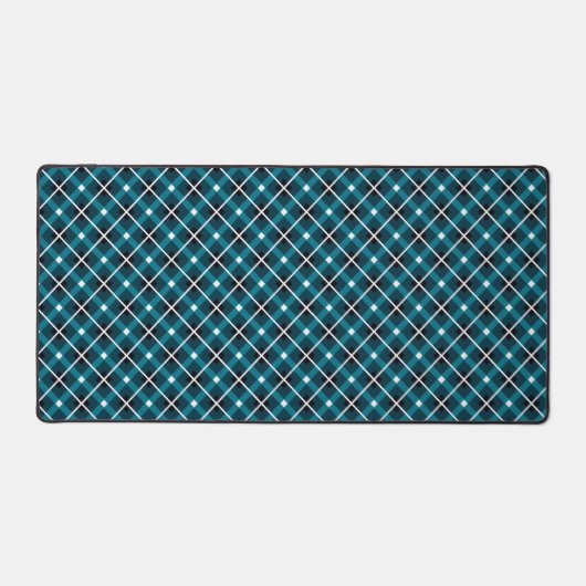 Teal & Navy Geometric Grid Pattern Schreibtischunterlage (Vorderseite)