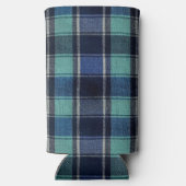 Teal & Navy Tartan Plaid Can or Bottle Cooler Selters Dosenkühler (Rückseite)