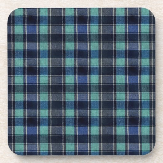 Teal & Navy Tartan Plaid Pattern Plastic Coasters  Getränkeuntersetzer (Vorderseite)