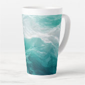 Teal Ocean Waves Abstract Dream  Milchtasse (Rechte Ecke)