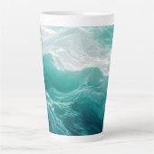 Teal Ocean Waves Abstract Dream  Milchtasse (Vorderseite)