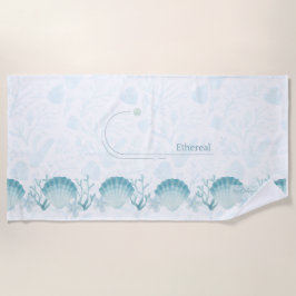 Teal Oceanic Pearls Personalised Beach Towel Strandtuch