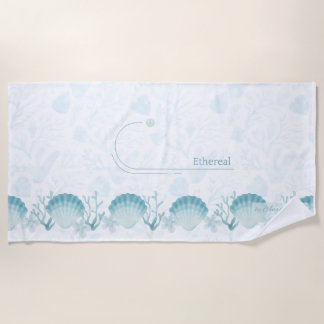 Teal Oceanic Pearls Personalised Beach Towel Strandtuch