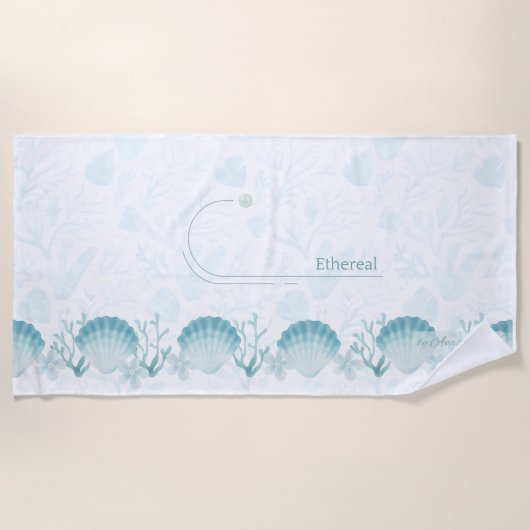 Teal Oceanic Pearls Personalised Beach Towel Strandtuch (Vorderseite)
