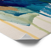Teal-Ocker-Abstraktes-Pinselstrich-Poster Poster (Ecke)
