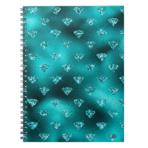 Teal Ombre Glam Glitter Diamanten Muster Notizblock