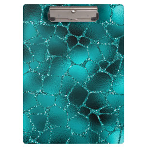 Teal Ombre Glam Glitter Giraffen Flecken Muster Klemmbrett