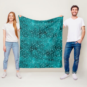 Teal Ombre Glam Glitter Punkte Muster Fleecedecke