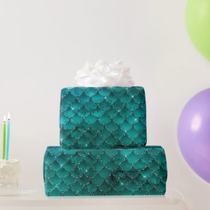 Teal Ombre Glam Meerjungfrauen-Schuppen-Muster Geschenkpapier