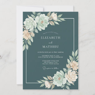 Teal Opalescent Bloom Hochzeit Einladung
