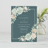 Teal Opalescent Bloom Hochzeit Einladung (Stehend Vorderseite)