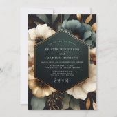 Teal Opulent Bloom Wedding Einladung (Vorderseite)