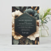 Teal Opulent Bloom Wedding Einladung (Stehend Vorderseite)