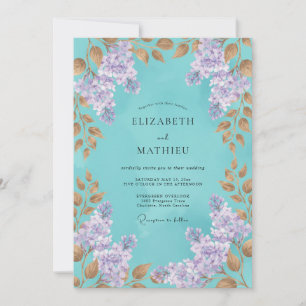 Teal Opulente Blütenhochzeit Einladung