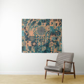 Teal Orange abstract  Wandteppich (Beispiel (Horizontal))