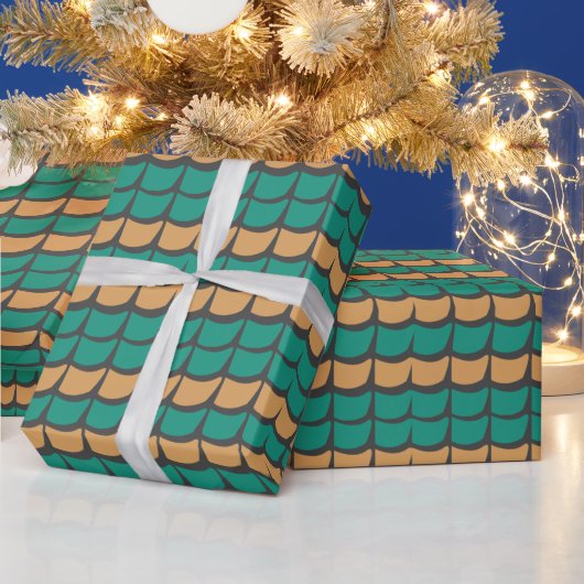 Teal Orange Abstrakt Geschenkpapier (Feiertage)
