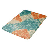Teal, Orange, and Tan Abstract Flowers  Badematte (Schrägansicht)