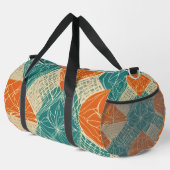 Teal, Orange, and Tan Abstract Flowers Duffle Bag (Rechte Ecke)