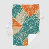 Teal, Orange, and Tan Abstract Flowers Golfhandtuch (Insitu)