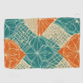 Teal, Orange, and Tan Abstract Flowers Golfhandtuch (Horizontal)