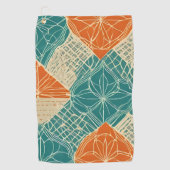 Teal, Orange, and Tan Abstract Flowers Golfhandtuch (Vorderseite)