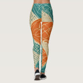 Teal, Orange, and Tan Abstract Flowers Leggings (Rückseite)